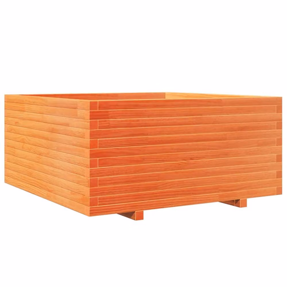 Berkfield Home Brown Wooden Garden Planter Tub W: 100 cm, D: 100 cm, H: 49.5 cm – 2