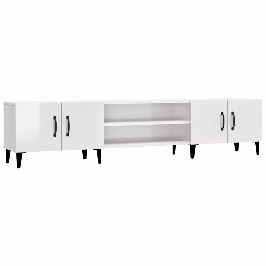 Berkfield Home High Gloss White TV Cabinet, W: 180 cm, D: 31.5 cm, H: 40 cm – 2
