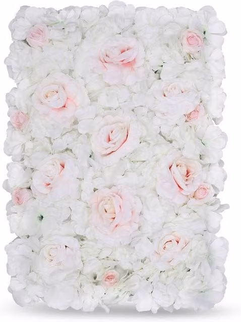 Neel Blue Artificial Floral Wall Panels in Blue and Off-White, W: 60 cm, H: 40 cm