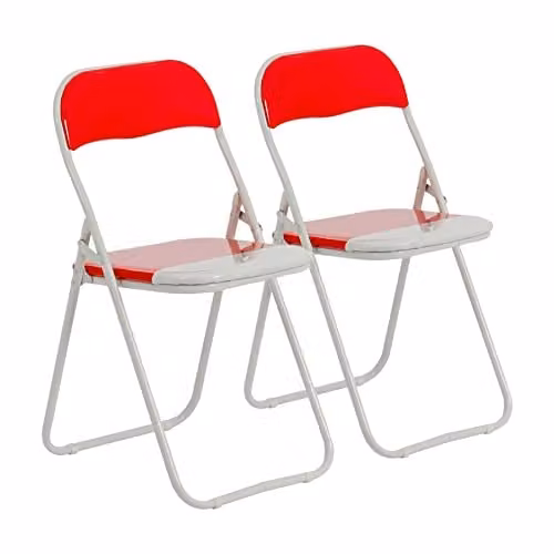 Harbour Housewares Padded Folding Chairs in Red, Pack of 2