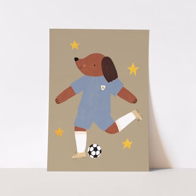 Kid of the Village Footie Pup Fine Art Print, Blue, W: 30 cm, H: 40 cm