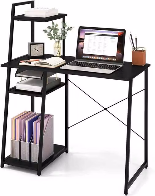 Kelvenix Modern Black Metal Writing Desk for Home Office, W/D/H: 125 x 50 x 77 cm