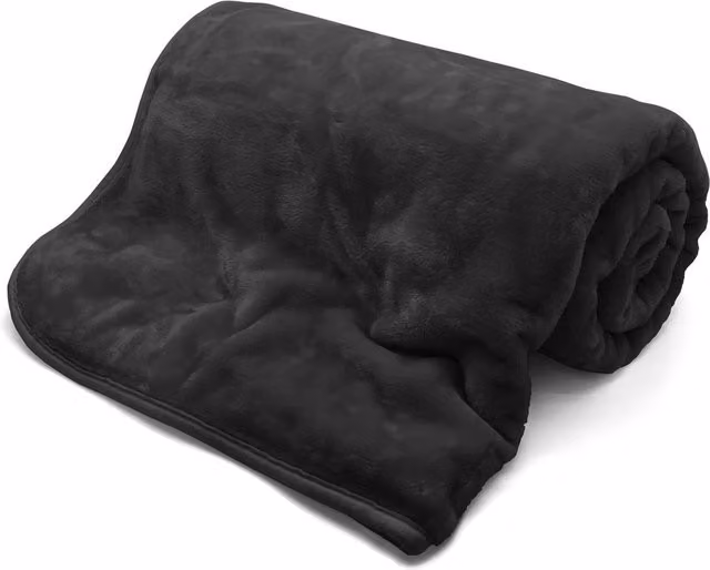 HomeSpace Direct Black Fluffy Microfibre Mink Throw Blanket for Winter, 240 cm