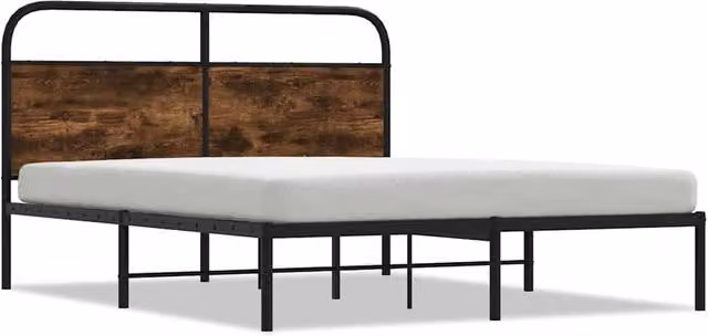 Berkfield Home Small Double Bed Frame in Smoked Oak Brown, W/D/H: 120 x 200 cm – 1