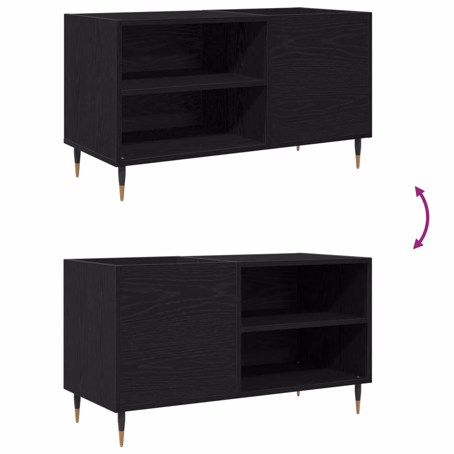Berkfield Home Modern Record Cabinet in Black Oak, W/D/H: 84.5 x 38 x 48 cm – 6