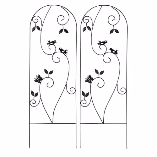 Garden Gear Black Metal Bird Design Plant Supports, Set of 2, Height: 120 cm, Width: 40 cm, Depth: 40 cm – 1