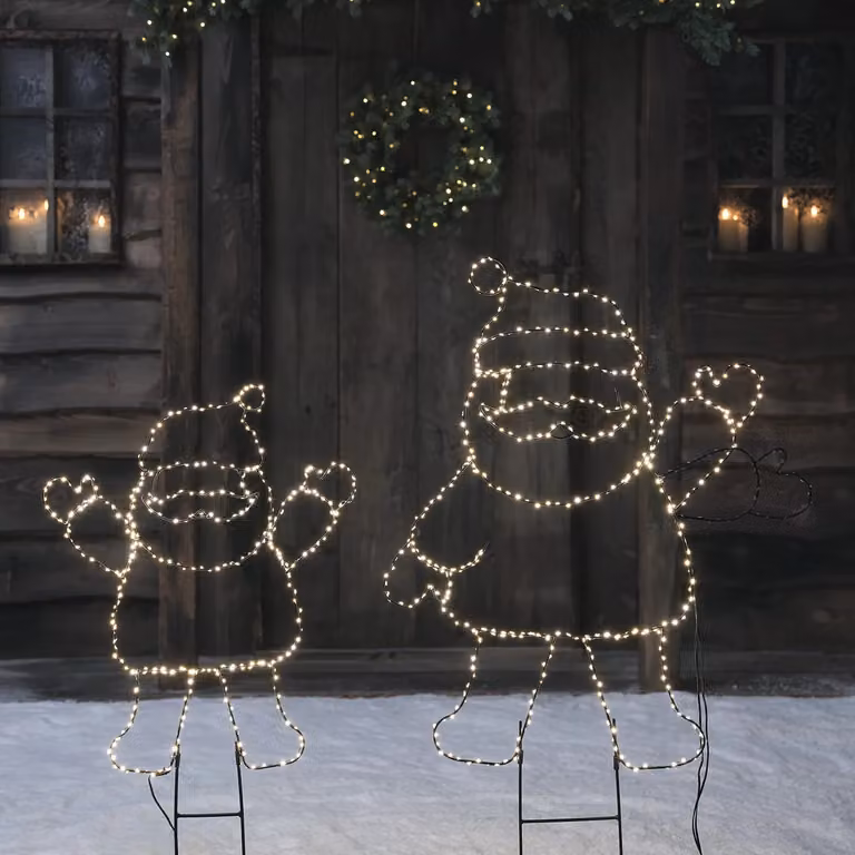 Lights4fun Santa Claus Outline Micro LED Stake Light Duo in Silver and White