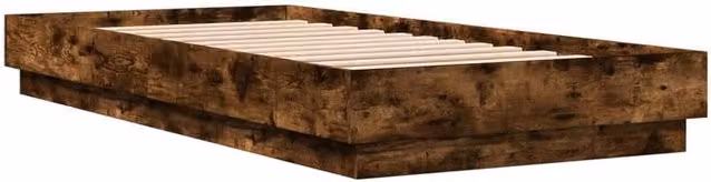 Berkfield Home Durable Engineered Wood Bed Frame in Smoked Oak Brown, W/D/H: 100 x 203 x 23 cm – 1