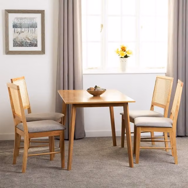 Seconique Austin and Ellis Mid Century Dining Set with 4 Chairs in Brown and Grey Oak Effect