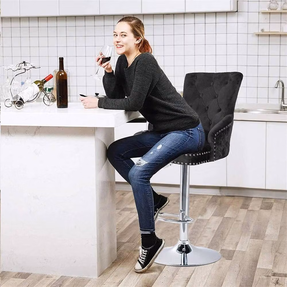 SPETLEK Set of 2 Black Velvet Swivel Back Dining Chairs with Armrests – 3