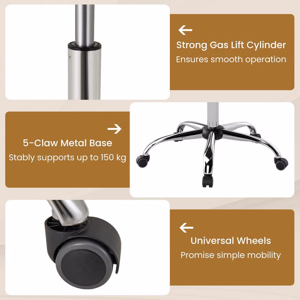 Costway Black Synthetic Leather Adjustable Task Chair with Swivel Seat and Castors – 8