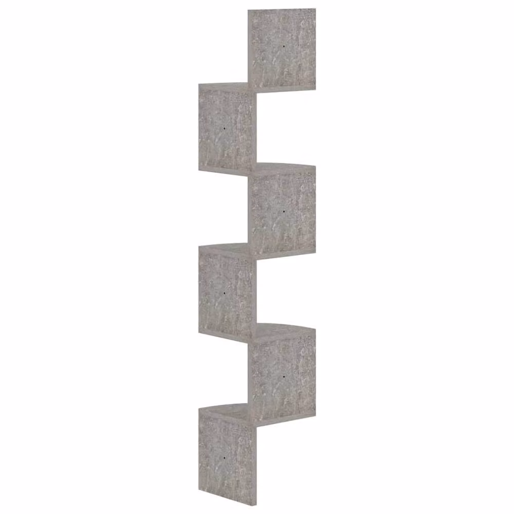Berkfield Home Wall Mounted Corner Shelf in Concrete Grey, W/D/H: 19 x 19 x 123 cm – 3