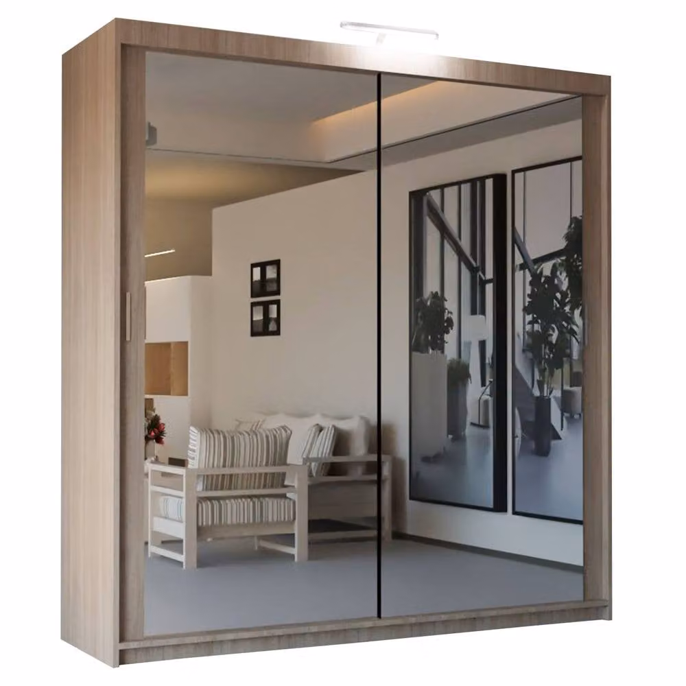 Sliding Wardrobes 4U Modern Brown Mirror Sliding Wardrobe with Integrated LED Light, W: 150 cm, H: 217 cm – 2