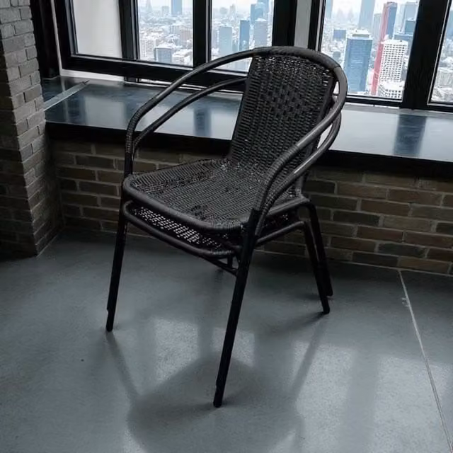 NESTLUNE Set of 2 Black Rattan Outdoor Patio Chairs