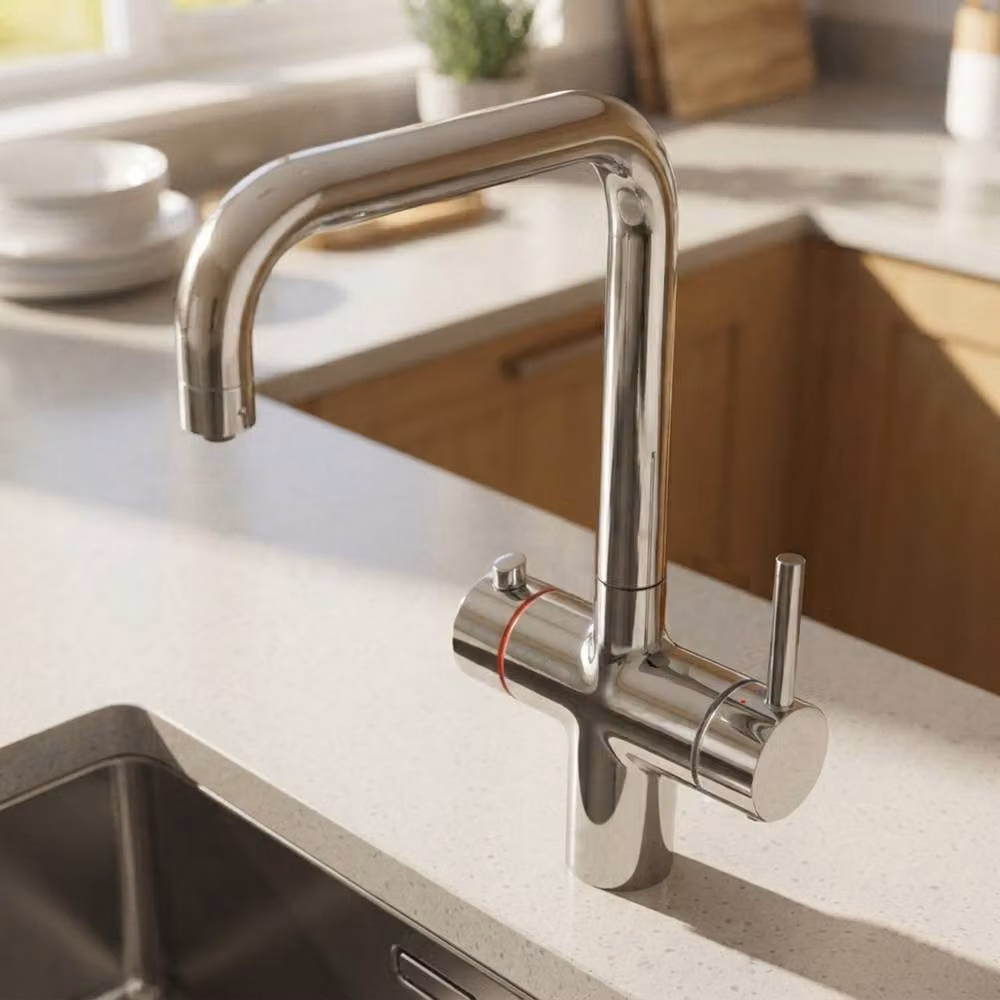 Nes Home 3 in 1 Single Lever Boiler Kitchen Mixer Tap Set in Chrome Silver – 2