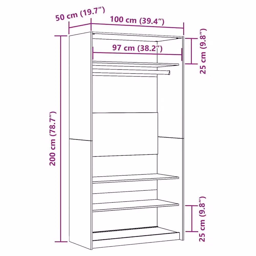 Berkfield Home Old Wood Wardrobe in Brown, W/D/H: 100 x 50 x 200 cm – 4