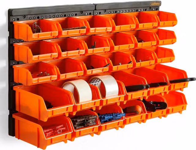 VonHaus 30 Piece Wall Mounted Workshop Storage Set in Orange
