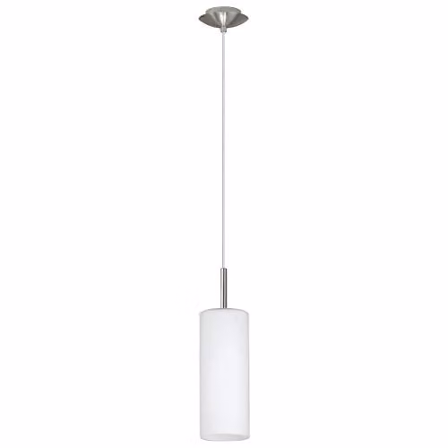 Loops Modern Pendant Ceiling Light in Silver and White with Glass Shade, E27, 60W