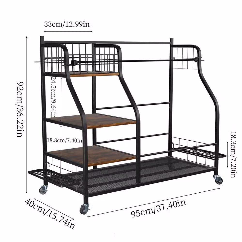NESTLUNE Black Metal Golf Storage Organiser Stand and Shoe Rack, H 100 cm x W 15 cm – 2