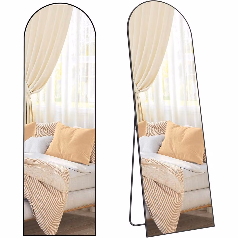 The Bazaarist Arched Full Length Freestanding Floor Mirror in Black – 2