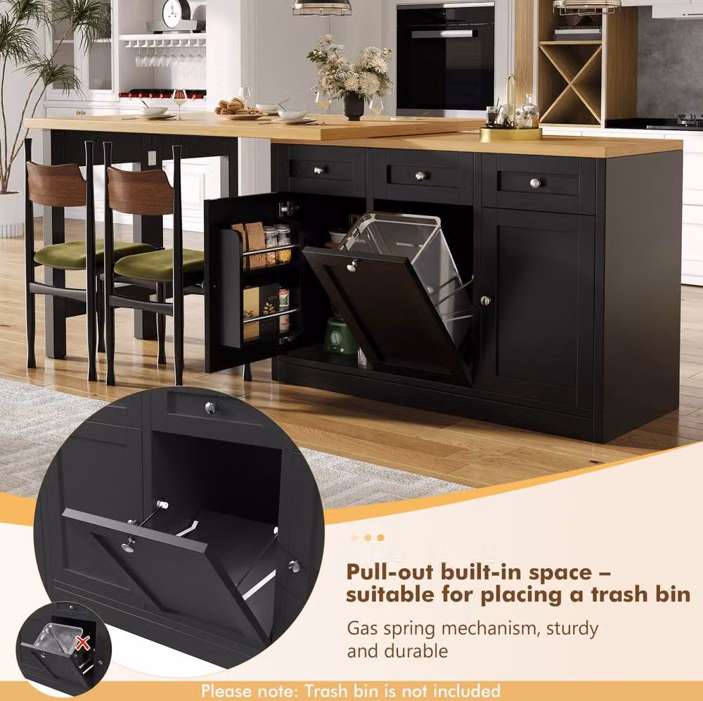 STILVORA Extendable Black Bar Table with Rotating Top and Storage, Height: 72 cm – 7