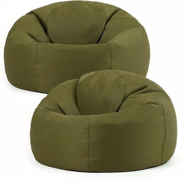 ICON Classic Indoor and Outdoor Bean Bag Set of 2 in Beige and Green