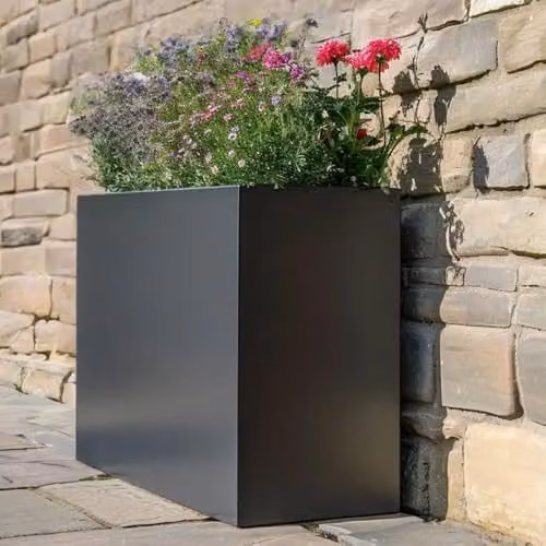 Access Garden Products Galvanised Steel Trough Planter, Grey, W: 25.0 cm, D: 90.0 cm, H: 60.0 cm