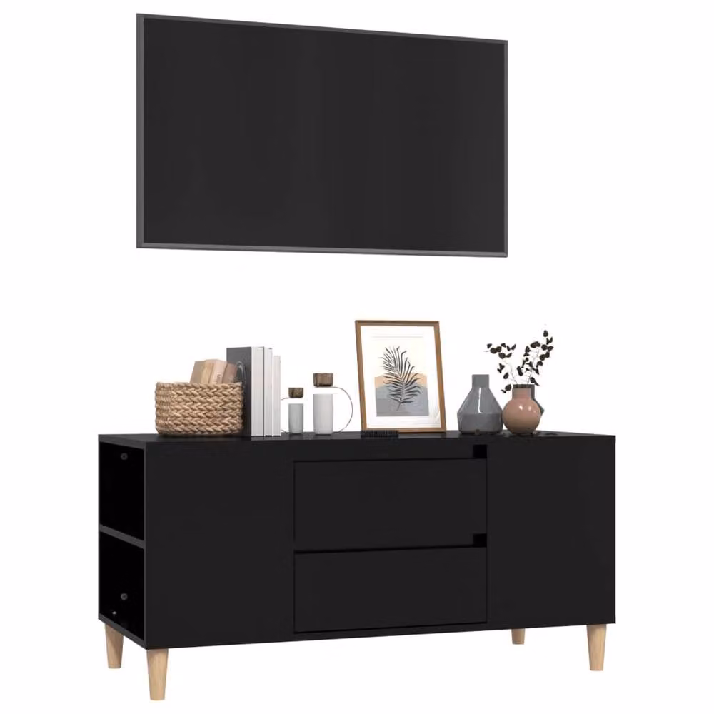 Berkfield Home Black Matt TV Cabinet W/D/H: 102 x 44.5 x 50 cm – 3