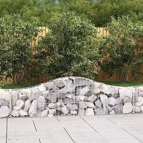vidaXL Set of 6 Arched Gabion Baskets in Silver Galvanised Steel, W: 200 cm, D: 30 cm, H: 40/60 cm – 2
