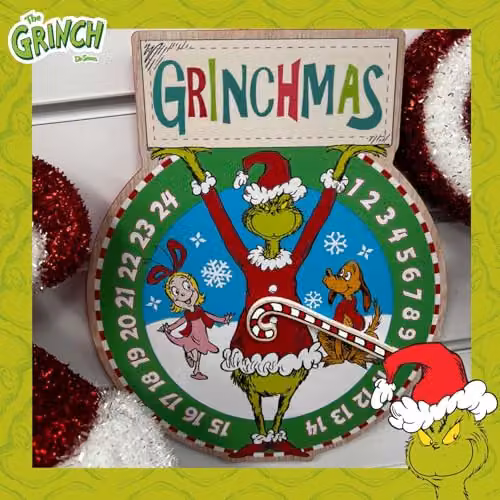 VFM e-Store Grinch Christmas Wall Decoration, Green and Multicolour, W: 30 cm, H: 24.5 cm – 3