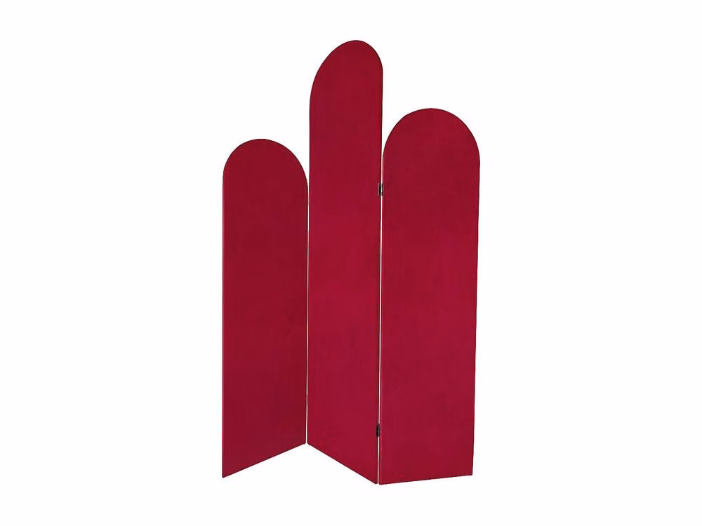 Vente-unique Asymmetric 3-Panel Velvet Room Divider in Red, W: 120 cm, H: 180 cm – 2