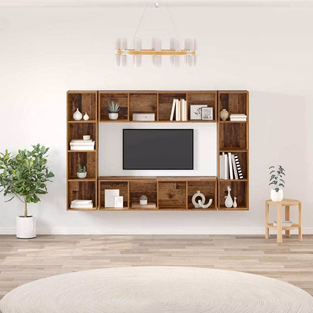 Berkfield Home 4-Piece Brown TV Cabinet in Engineered Wood, W/D/H: 37 x 37 x 142.5 cm – 2