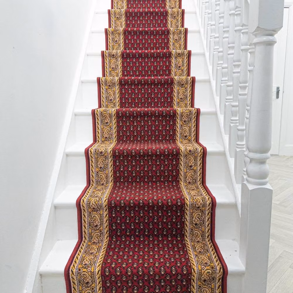 runrug Acni Stair Runner Carpet, Red, W: 66 cm, L: 450 cm – 4