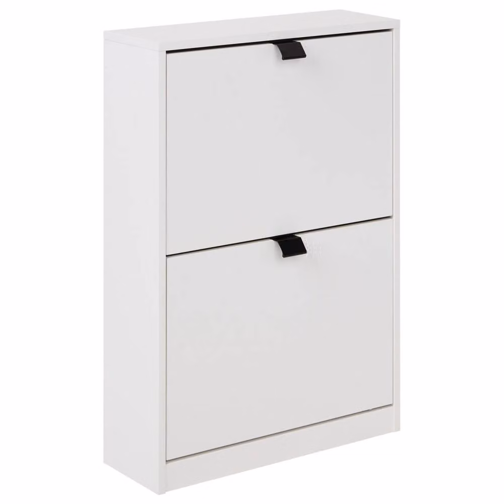 Wyld and Coco Wall Mounted Shoe Storage Cabinet in White MDF with Tilting Compartments – 2