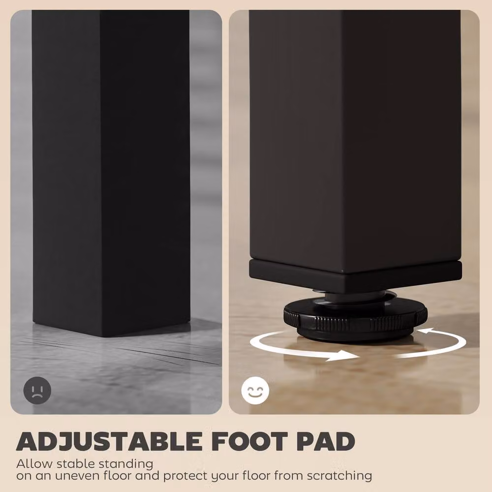 HOMCOM Black Marble Effect Bar Coffee Table with Adjustable Footpads in Black – 5
