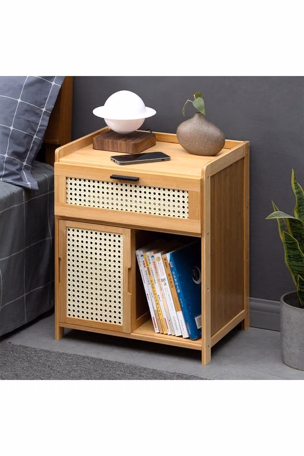H&O Direct Wooden Nightstand Storage Cabinet in Brown – 2