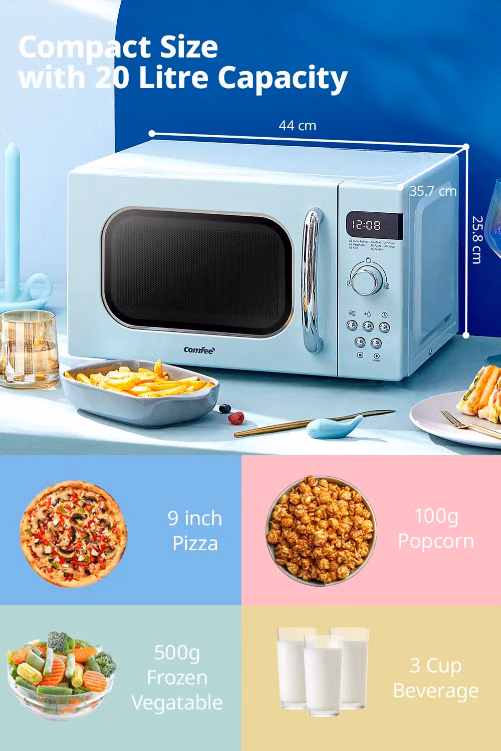 Living and Home Retro Style 20L Microwave Oven, Green, 800W – 4