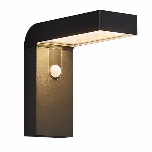 Nordlux Alya Solar LED Outdoor Wall Light in Black Plastic with Motion and Dusk Sensors, Warm White 3000k, IP44 – 1