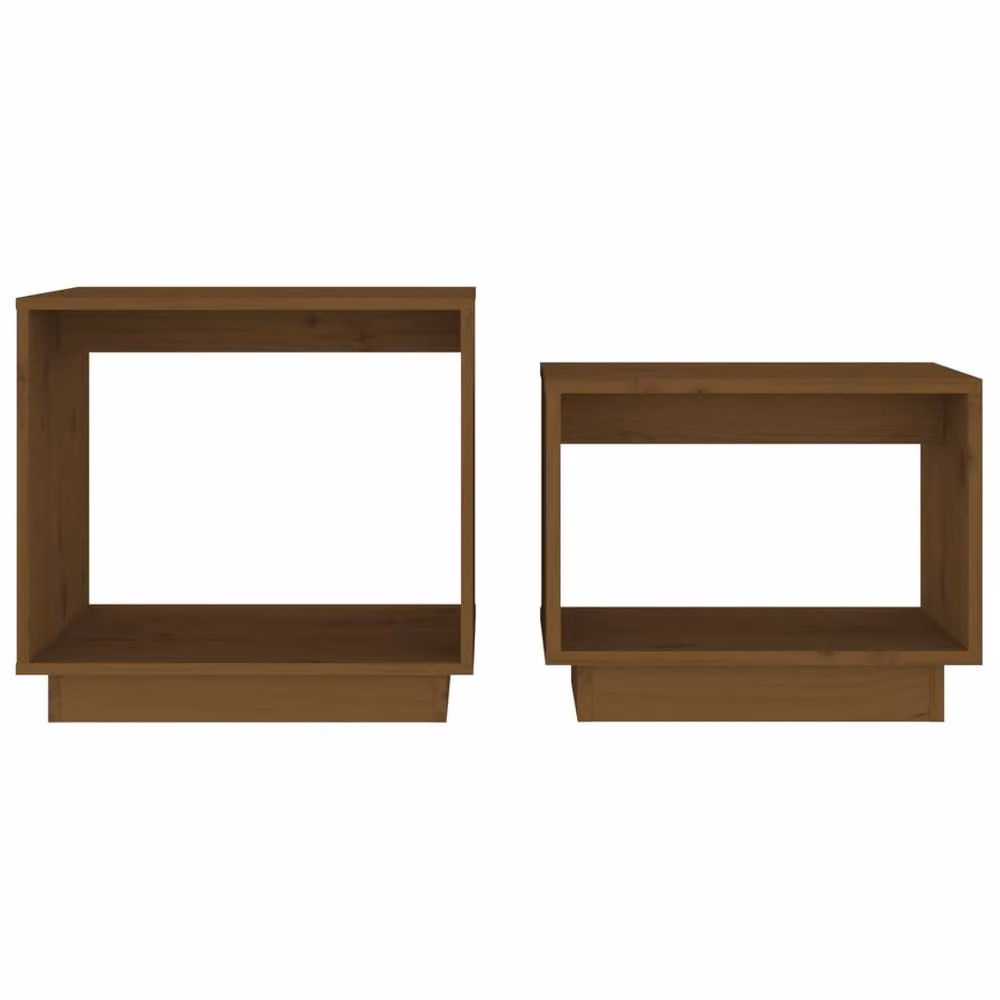 Berkfield Home Nesting Coffee Tables, Set of 2, Honey Brown Solid Pine Wood – 4