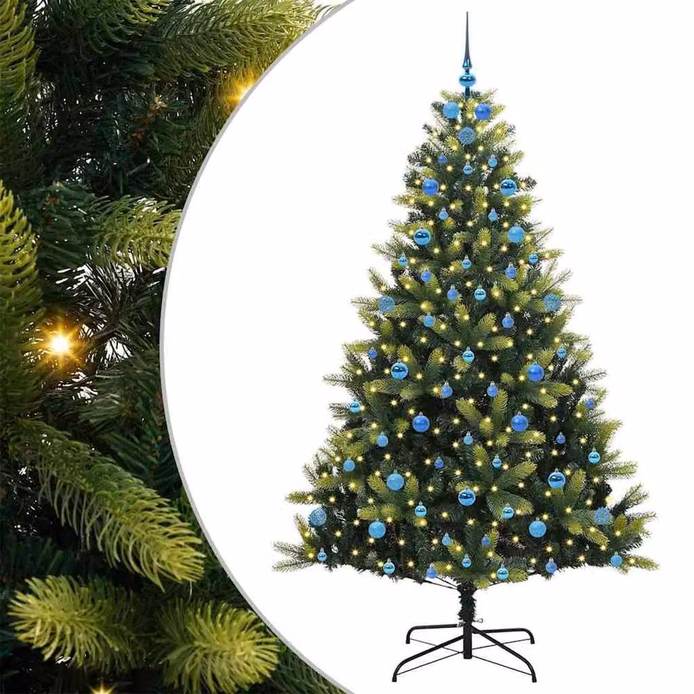 Berkfield Home Realistic Artificial Hinged Christmas Tree with 300 LEDs, Green, Height: 210 cm – 3