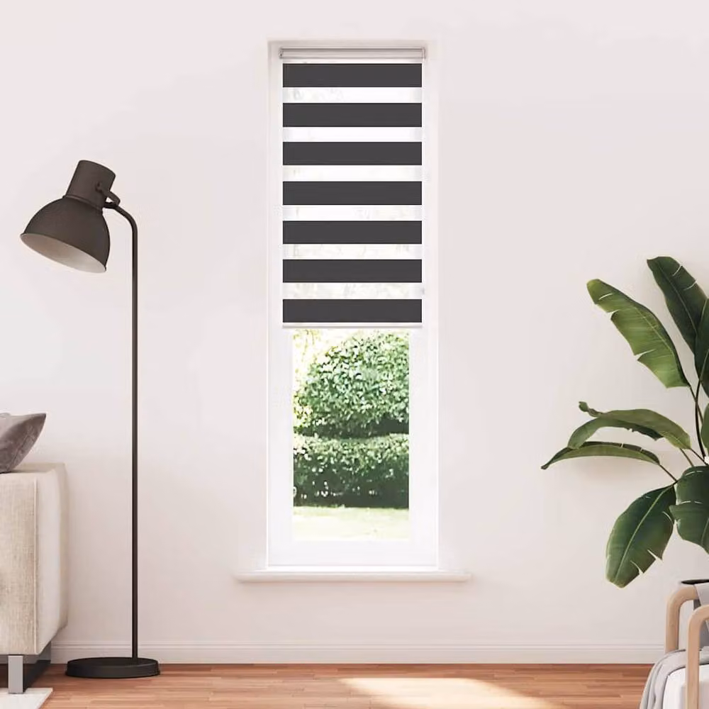Berkfield Home Elegant Zebra Blind in Black, Polyester, W: 55 cm, H: 200 cm – 3