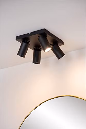 Lucide Taylor Dimmable LED Ceiling Spotlight for Bathrooms, Black, GU10, IP44 – 4