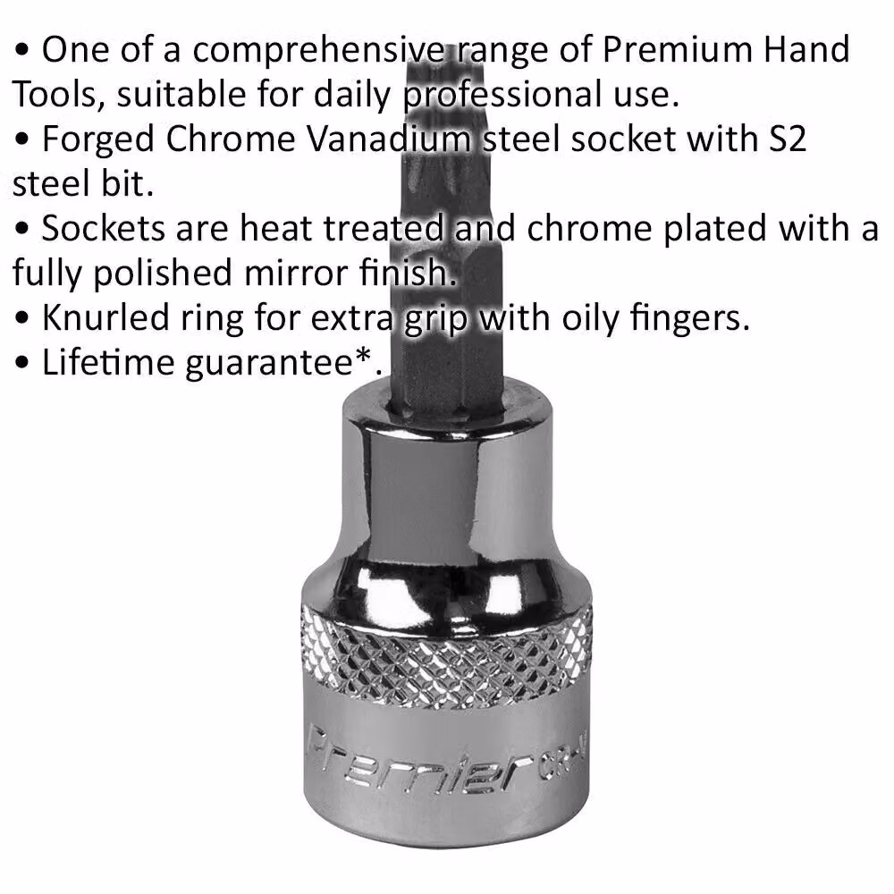 Loops T27 TRX Star Socket Bit with 3/8 inch Square Drive and S2 Steel Head in Silver – 2