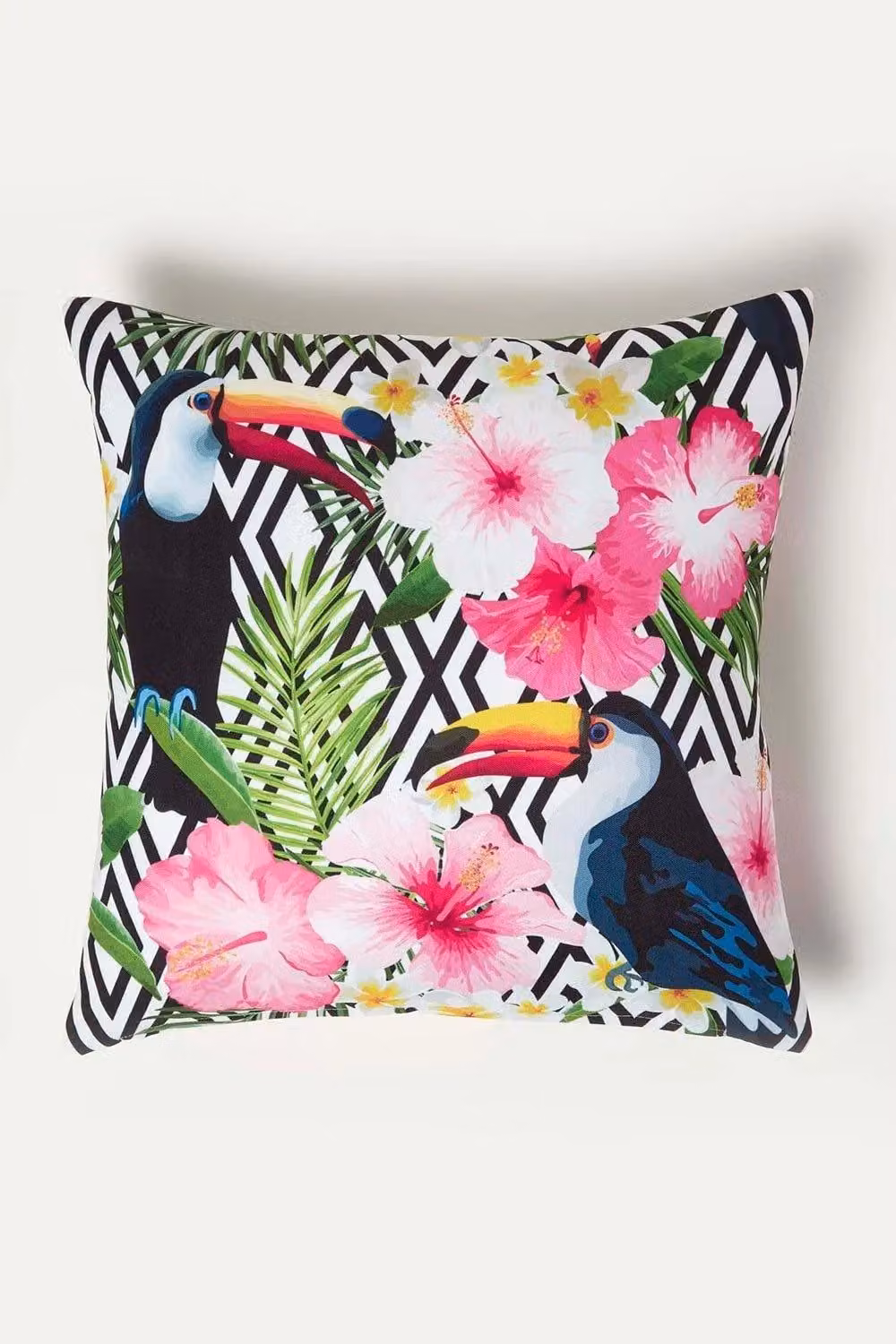 Homescapes Set of 2 Tropical Toucan Outdoor Cushions, Pink and Multicolour, W/D/H: 45 x 45 x 45 cm – 3