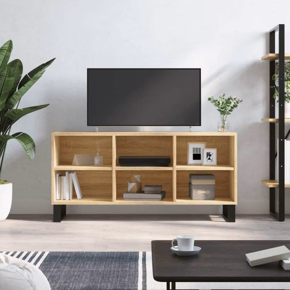 Berkfield Home TV Cabinet in Sonoma Oak Brown, W/D/H: 103.5 x 30 x 50 cm – 2