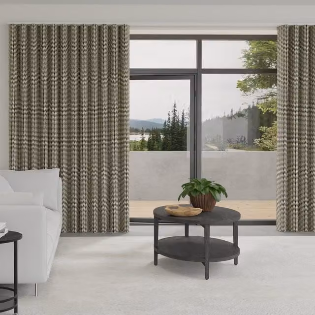 Orla Kiely Tiny Stem Blackout Wave Curtains in Black Cotton Fabric