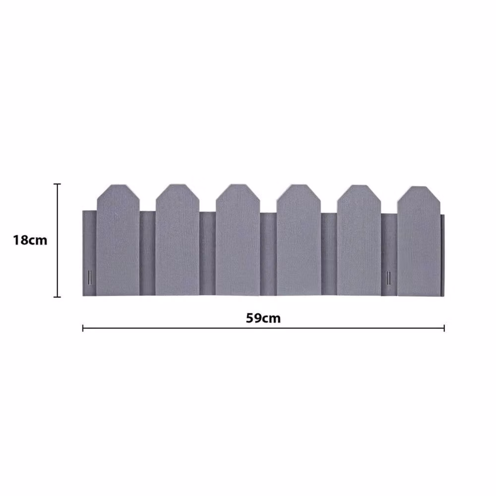 Nordara Grey Plastic Wooden Effect Garden Edging Picket Fence Lawn Set, 8 Pieces, Length: 100 cm – 2