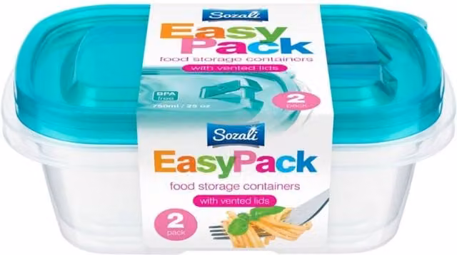 Bedsland SZ 2-Pack EasyPack Food Containers with Green Vented Lids, 750 ml, BPA Free and Stackable, Clear and Green – 1