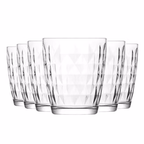LAV Artemis Geometric Tumbler Glasses, Set of 6, Transparent, 340ml – 1