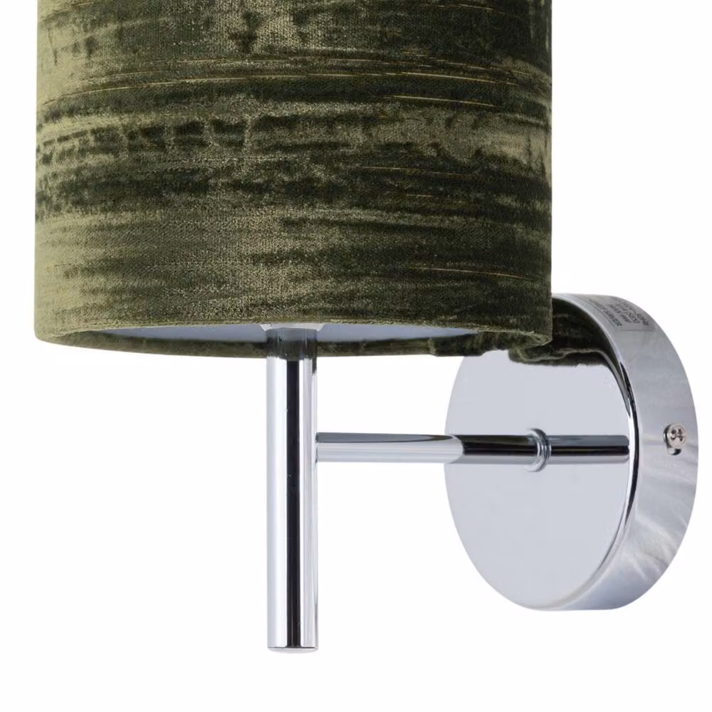 First Choice Lighting Brea Chrome Wall Light with Green Fabric Shade – 2